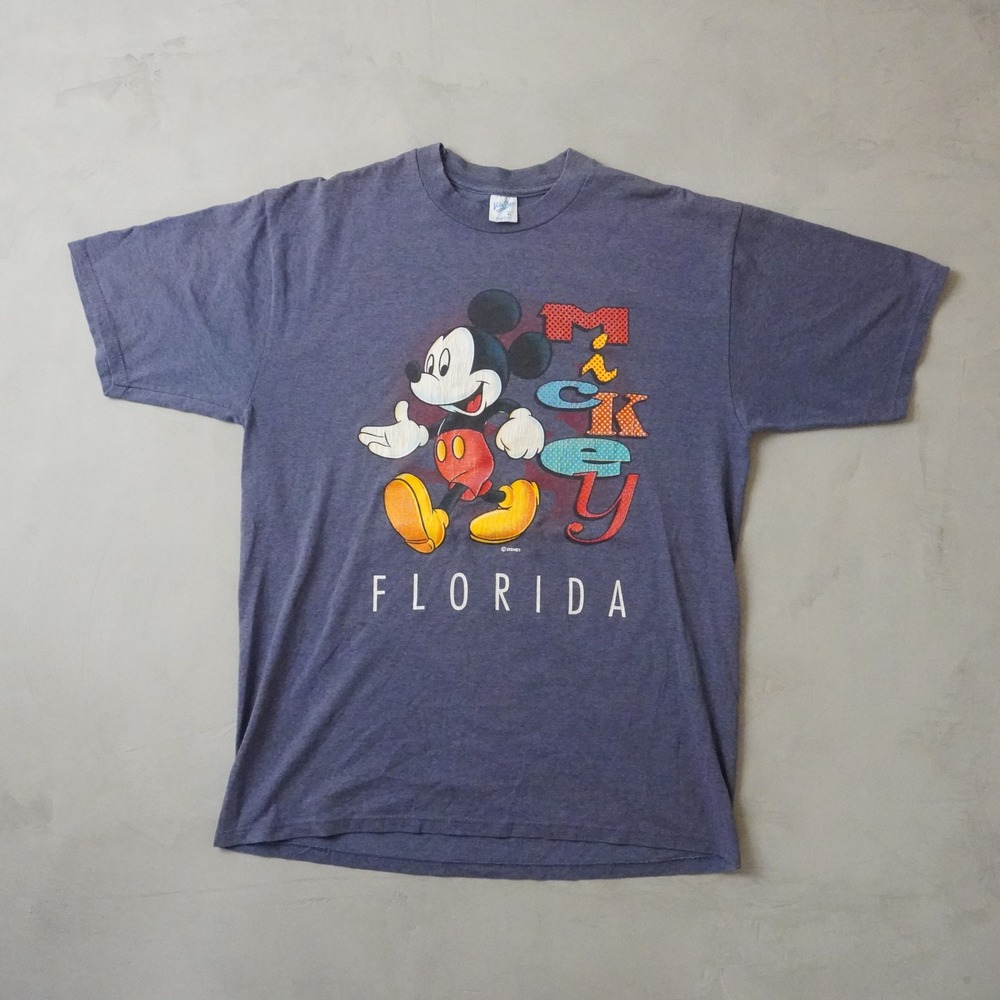 Vintage Velva Sheen Mickey Mouse T-Shirt XL Mens 80s 90s Florida Disney Blue USA